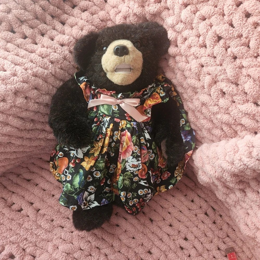 Floral Dress Teddy Bear Vintage